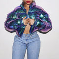 Zélie | Women's Cropped Metallic Puffer Jacket — view 1