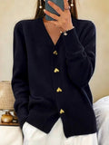 Évabelle | Women's Heart-Button Knit Cardigan — view 1
