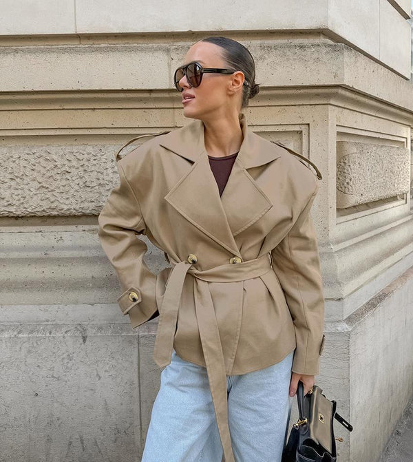 Esméline | Women's Belted Double-Breasted Trench Coat — view 1