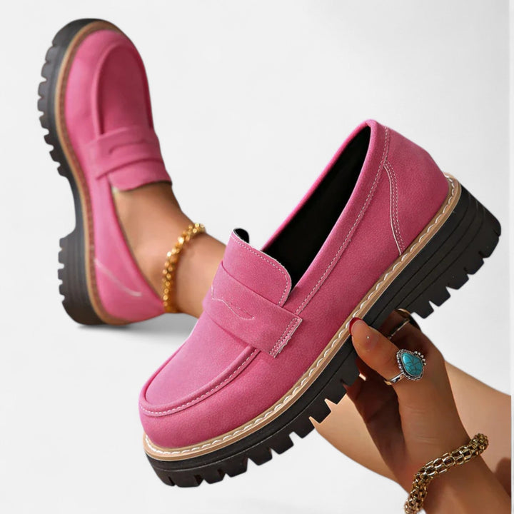 Mocassins pour femme à semelle crantée — Rose
