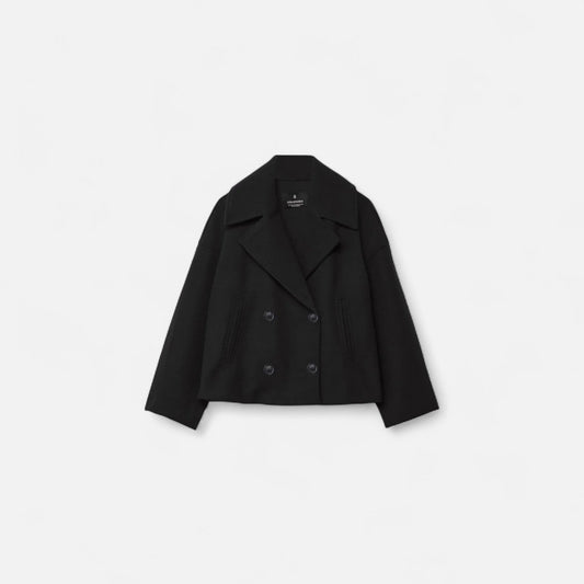 Women's Minimalist Fitted Jacket – Structured Cut — Black