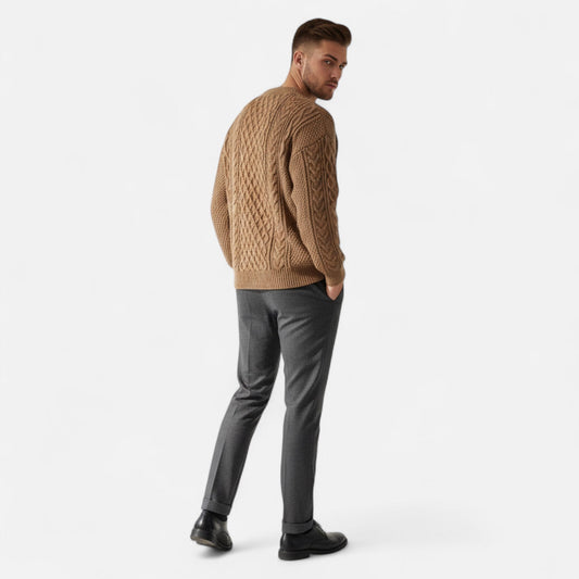 Classic Men's Sweater – Cable Knit — Brown