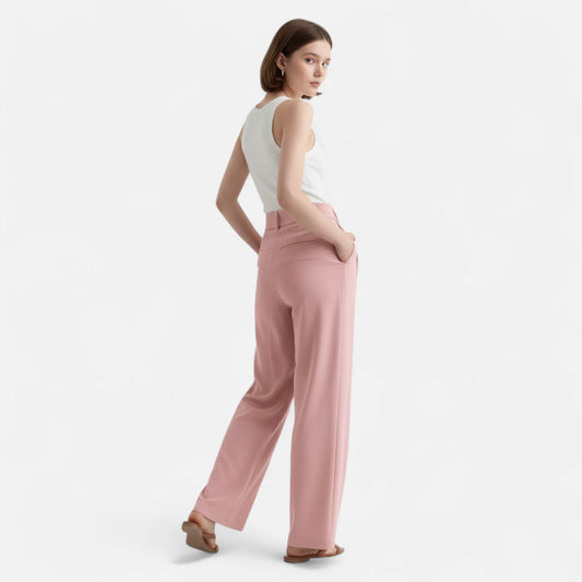 Women's High Waist Pants Timeless Elegance — Pink