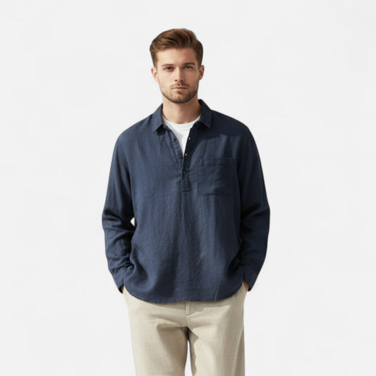 Men's Shirt Square Collar — Navy