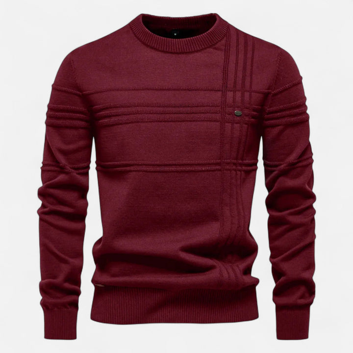 Classic Men's Striped Sweater — Burgundy