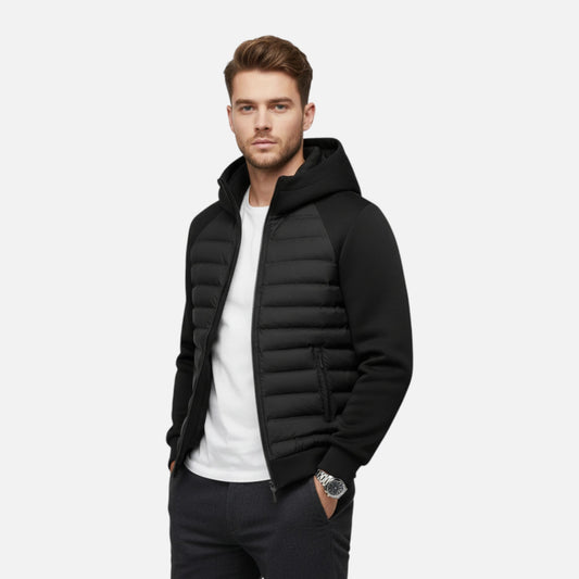 Lightweight Men's Hooded Down Jacket — Black
