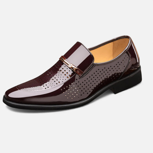 Shiny Men's Dress Loafers — Coffee
