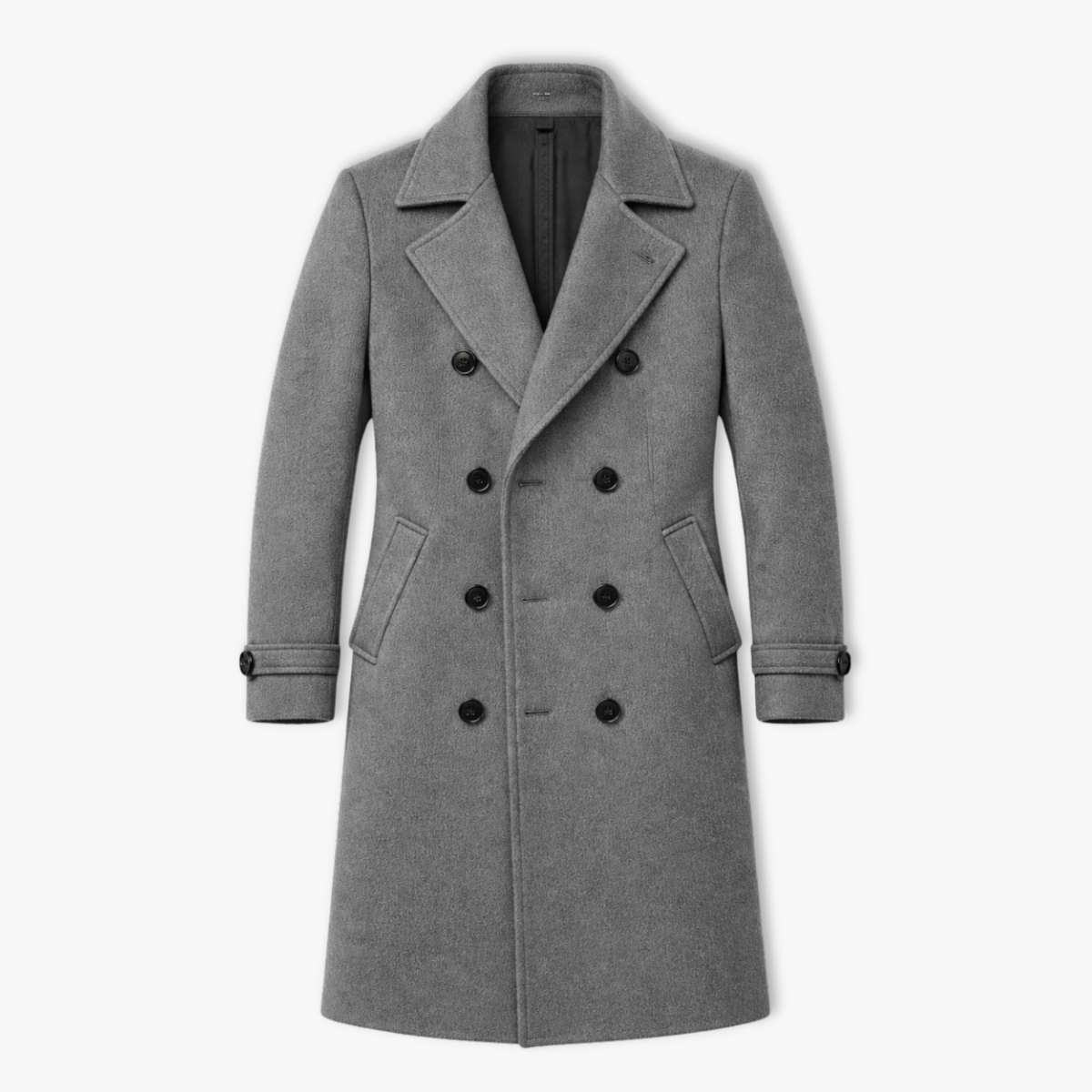 Men's Long Double-Breasted Trench Coat – Autumn and Winter — Gray