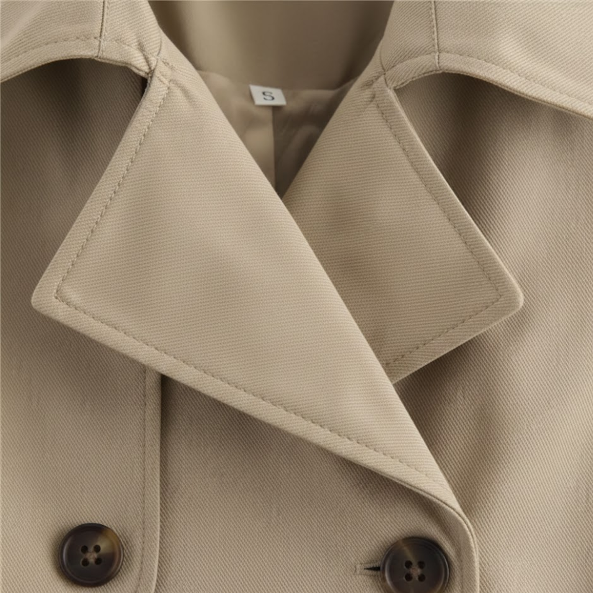 Women's Short Double-Breasted Trench Coat – Vintage Style — Khaki