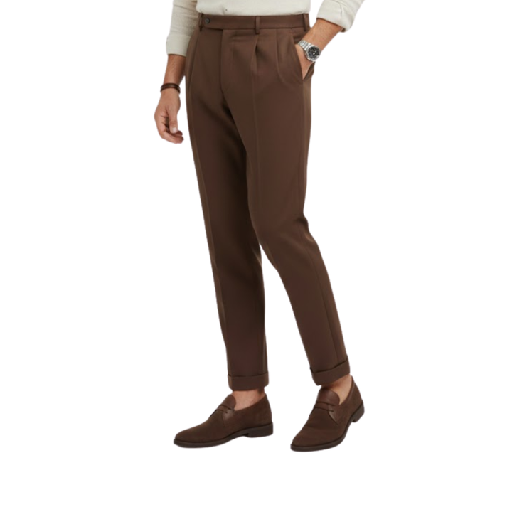 Pantalon homme coupe droite et taille haute — Café