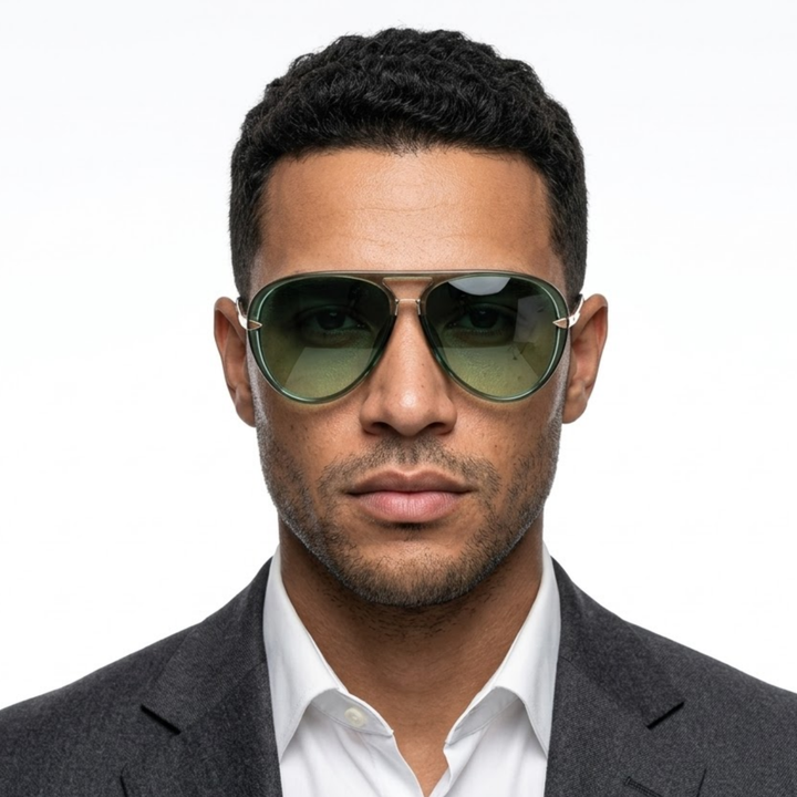 Lunettes de soleil pour femmes et hommes avec une monture aviateur et des verres teintés — Blanc