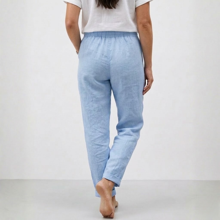 High-Waisted Elastic Pants with a Relaxed Fit for Women — product view