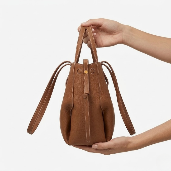 Sac à main pour femme avec côtés plissés — Marron