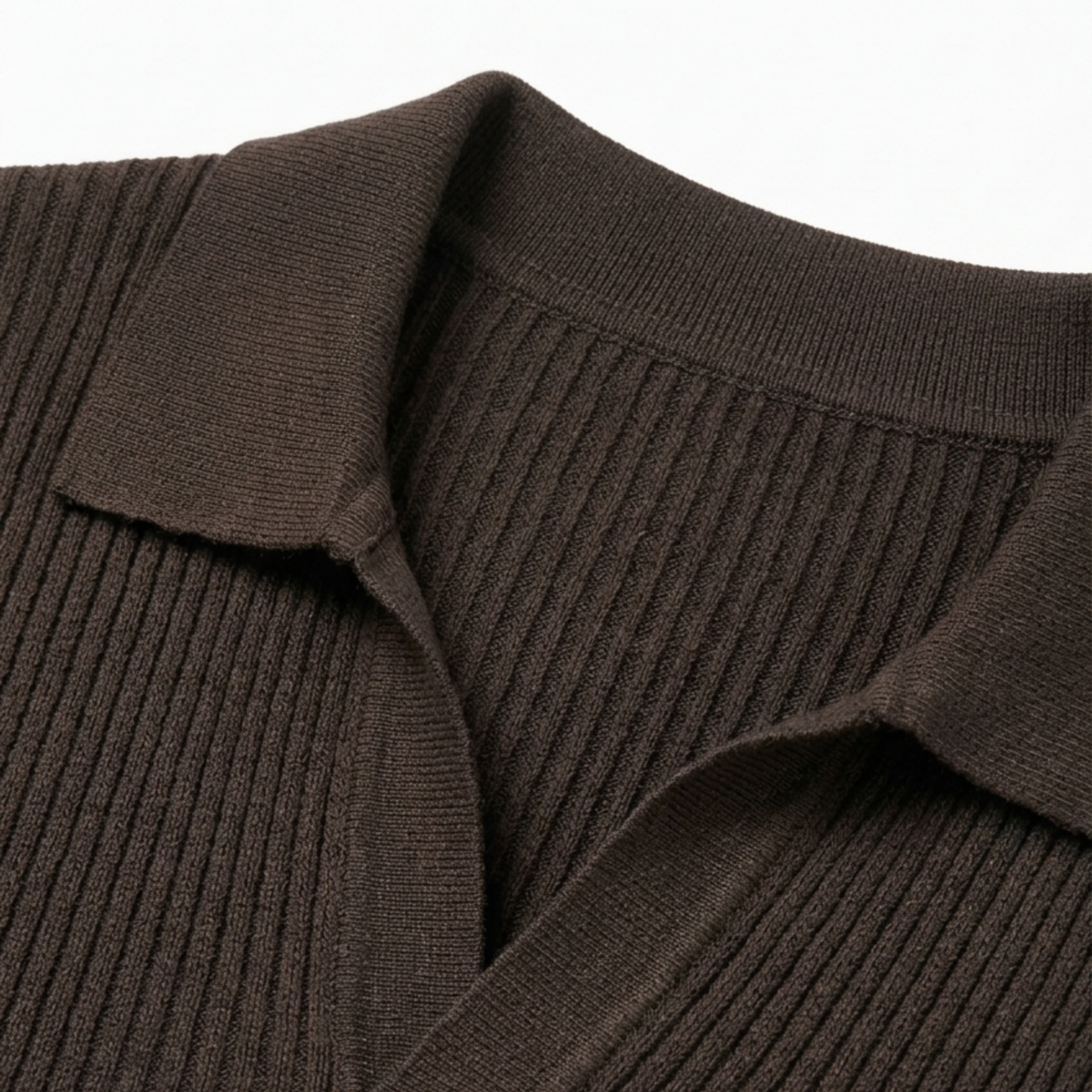 Men's knit polo — open collar and ribbed texture — summer style — image 5