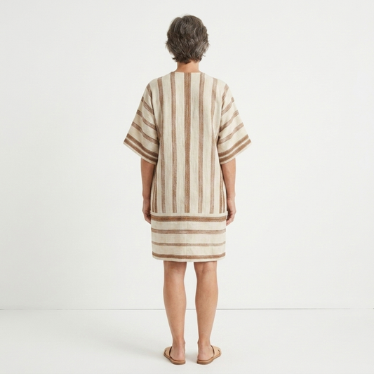 Striped beach kimono robe — loose kaftan with tassels — product view