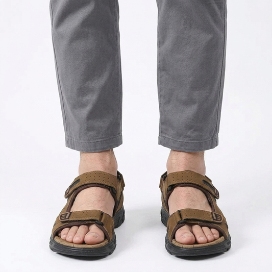 Men's sandals — velcro strap — walking and outdoor — Brown
