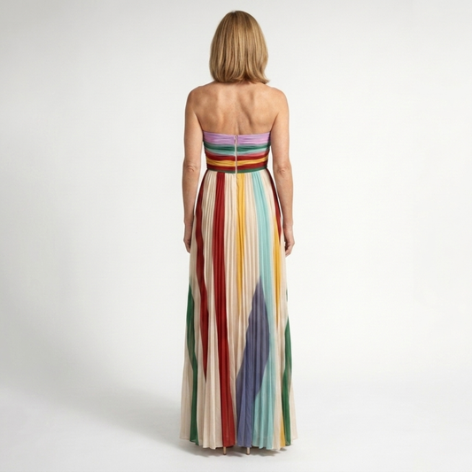 Women's long bohemian dress — strapless bustier — beach and summer — product view