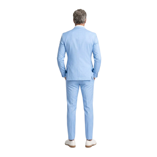 Men's slim-fit suit — two-piece set — office and evening — Pastel Blue