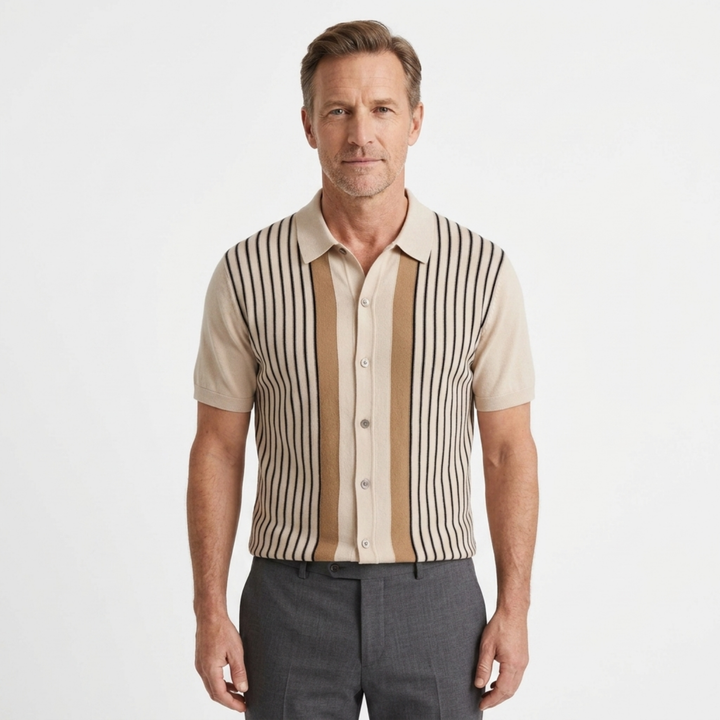 Herrenshirt in Strickoptik mit lockerer Passform — Beige