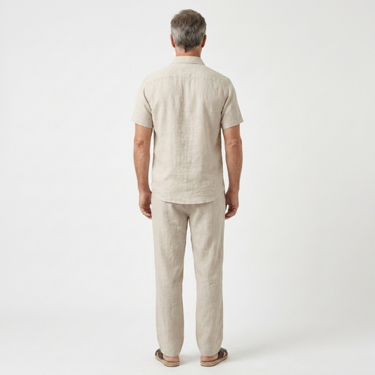 Two-piece set for men — relaxed fit — beach vacation — Beige