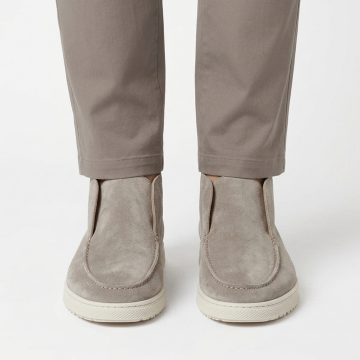 Men's high moccasins — slip-on ankle boots — casual chic office style — Light Gray