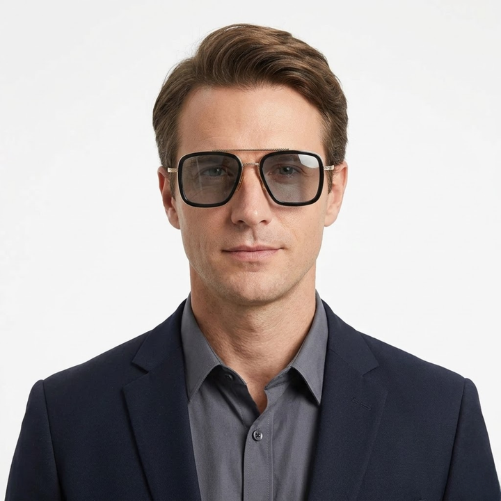 Lunettes de soleil pour homme de forme carrée et style aviateur — vue du produit