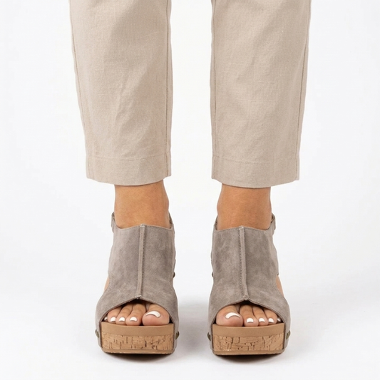 Women's platform sandals — adjustable strap and studs — casual — product view