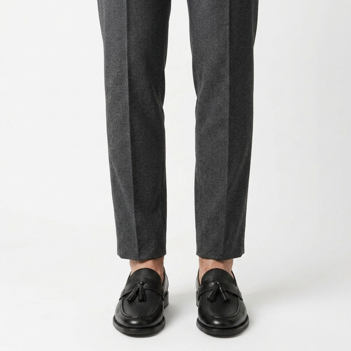 Men's braided shoes — slip-on loafers for the office — Black
