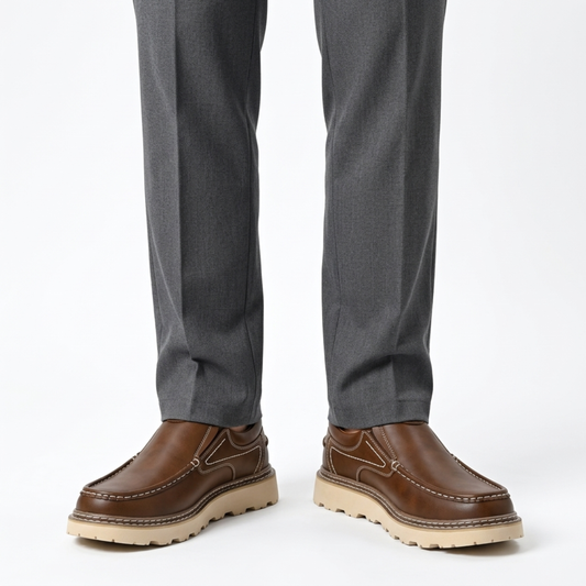Slip-on shoes — sturdy and flexible sole — everyday use — Brown