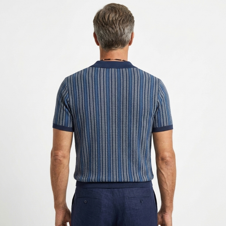 Gestricktes Chemisette — geknöpfter Polo-Stil — halbformell — Produktansicht