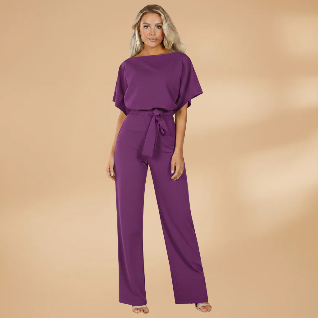 Women's Summer Jumpsuit – Loose Fit, Wide Legs and Straps — Purple