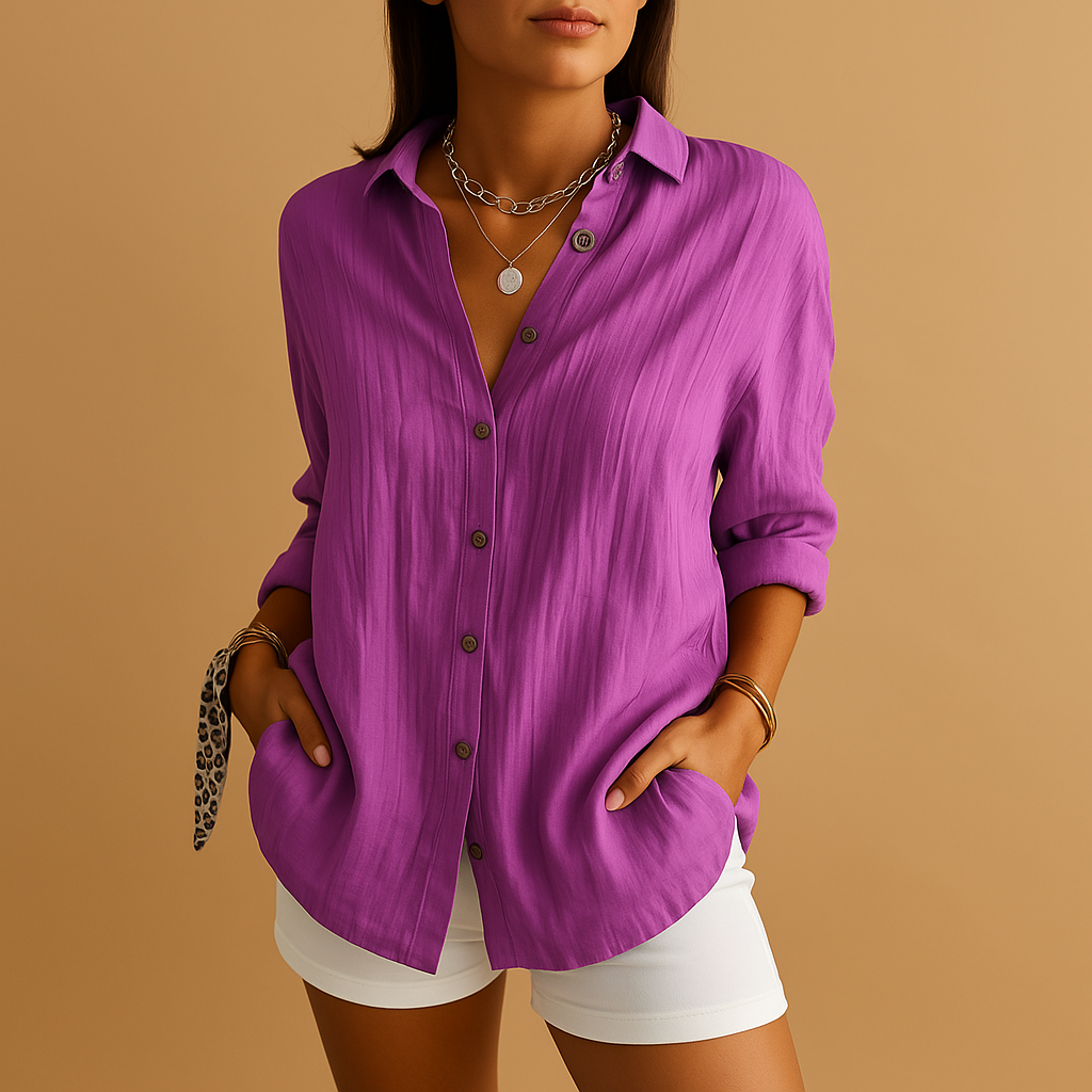Buttoned tunic for women - casual model with pockets - work — image 9