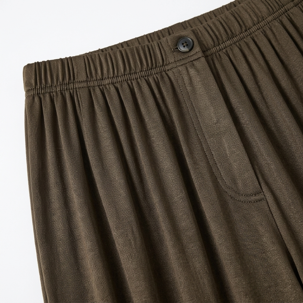 Wide large size pants for women with elastic draped fluid waist — Army Green