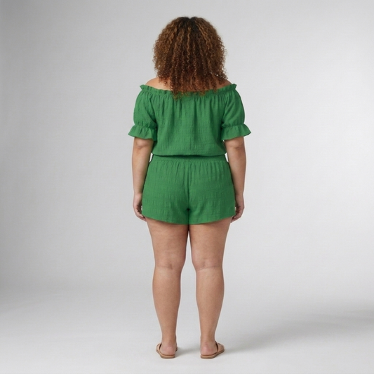 Casual plus size two-piece set with off-shoulder top — product view