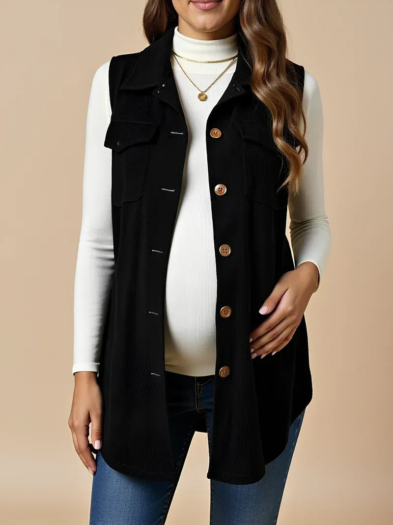 Corduroy Maternity Vest with Buttons — image 5