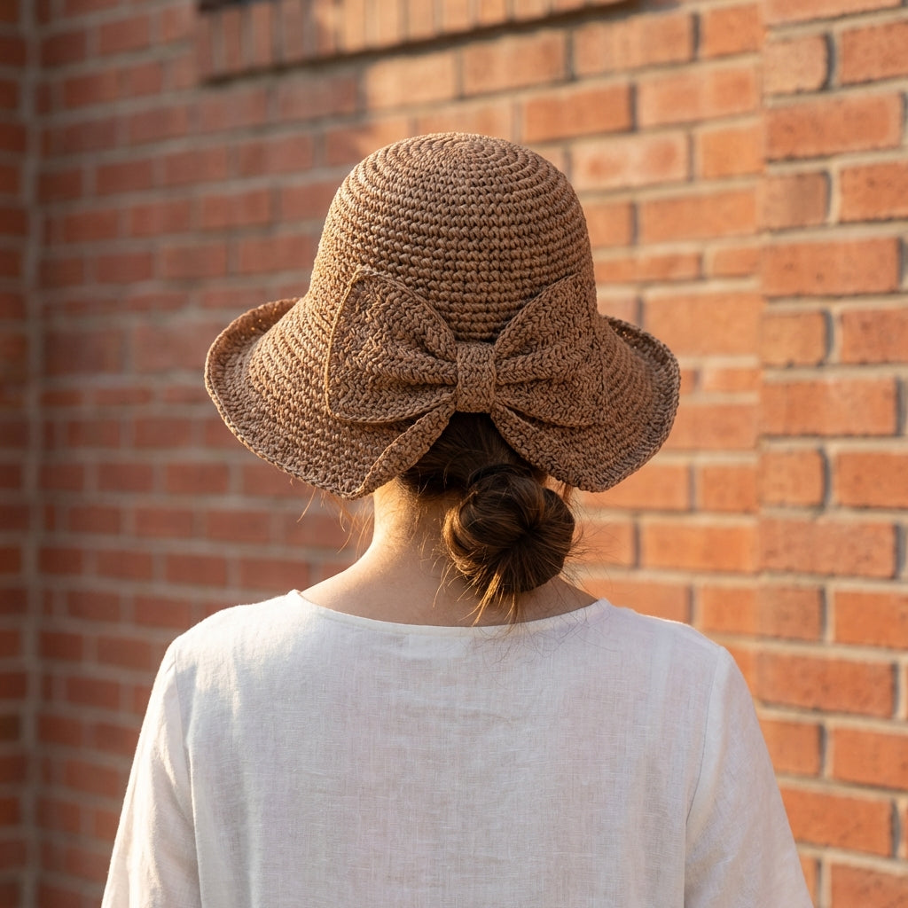 Women's Sun Hat - Wide Brim with Bow - Pool Accessory — image 9