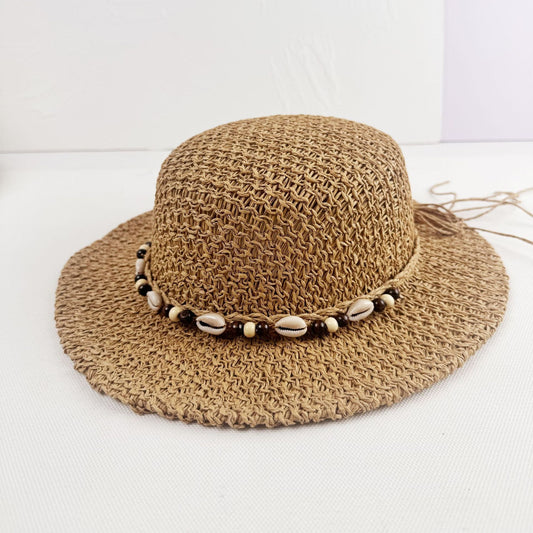 Women's Sun Hat - Woven Texture - Travel Accessory — Brown