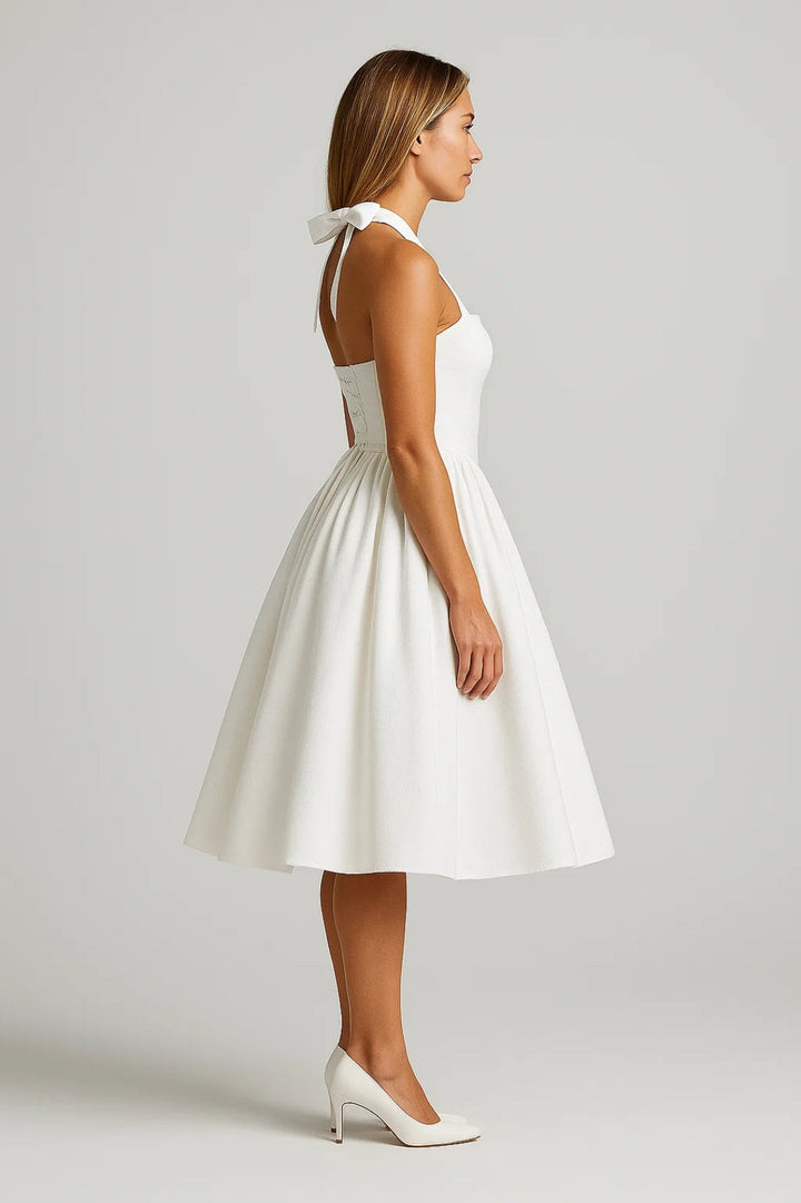 Two-Strap Trapeze Cocktail Dress — White