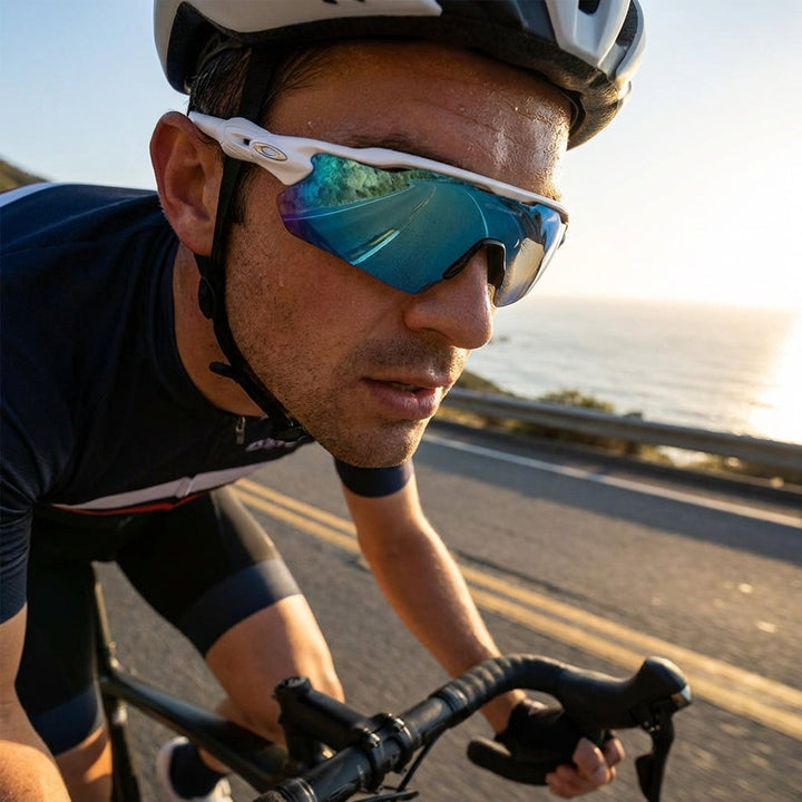 Lunettes de soleil pour homme pour le sport — Blanc/Bleu