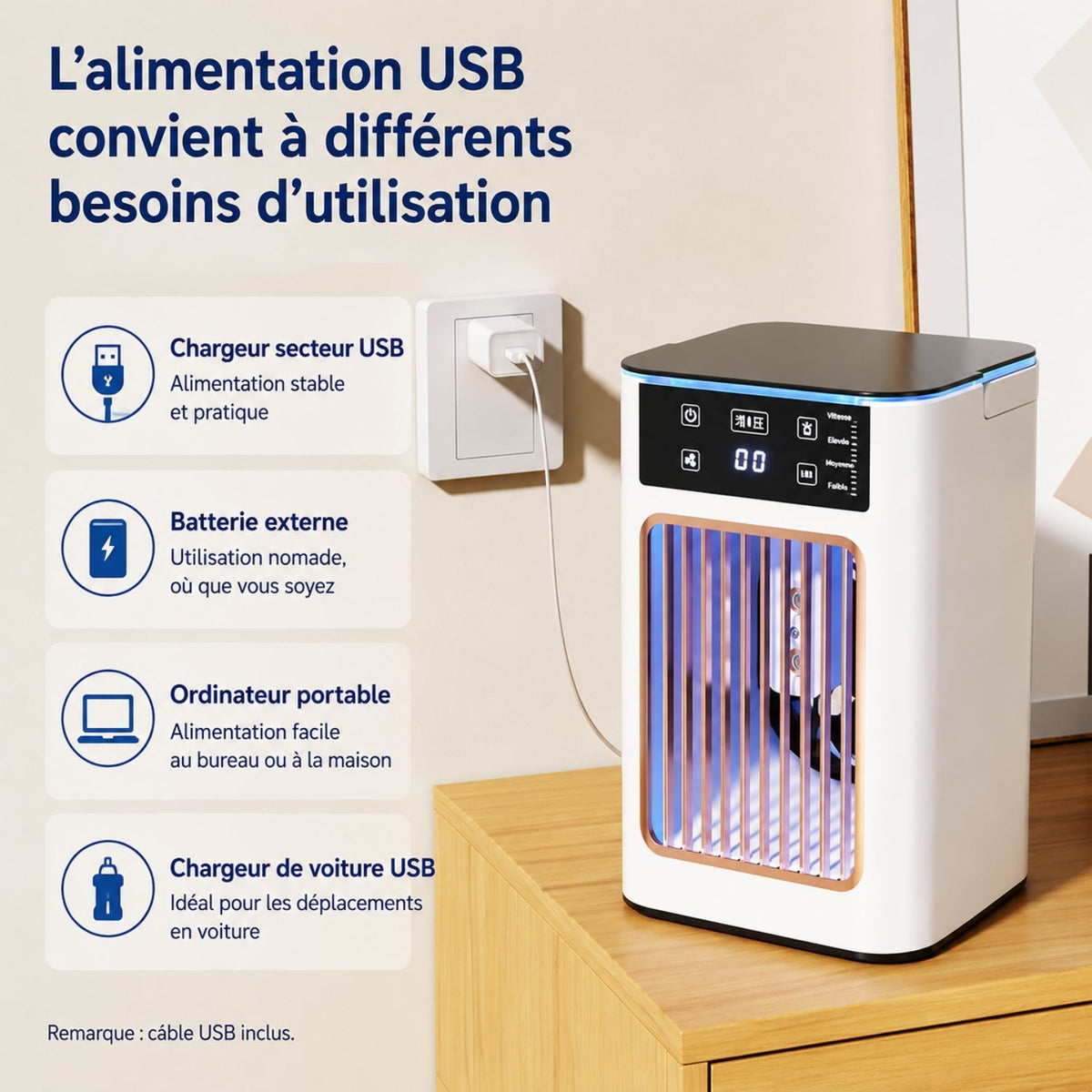 Compact USB Air Cooler with Mist and 3 Speeds — image 11