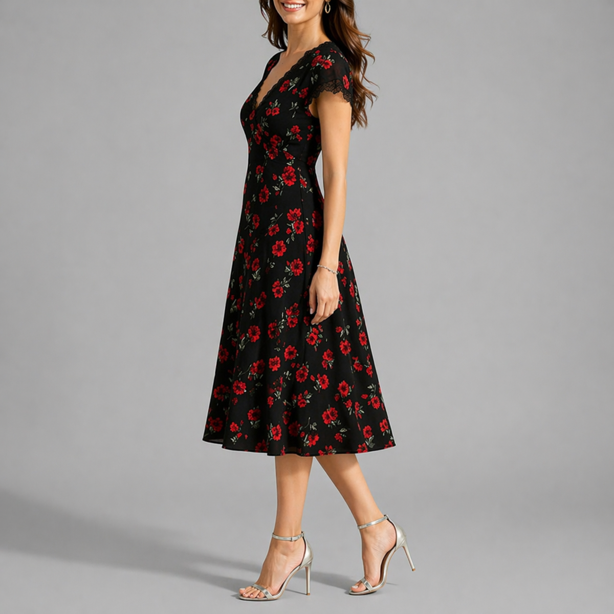 Flared Dress with Floral Print — image 2