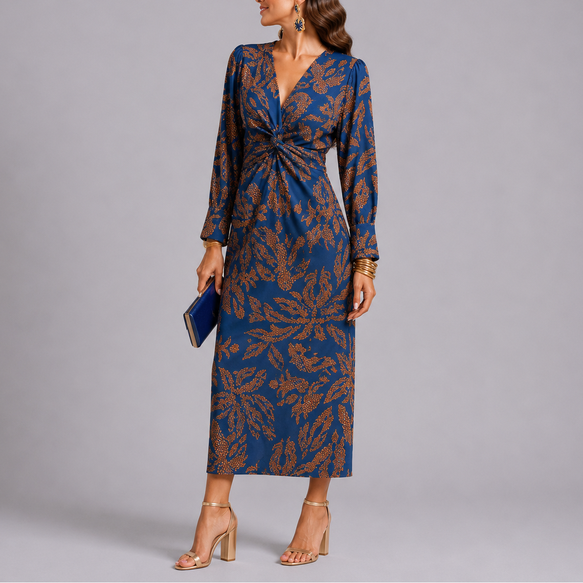 Floral Long Sleeve Midi Dress — image 4