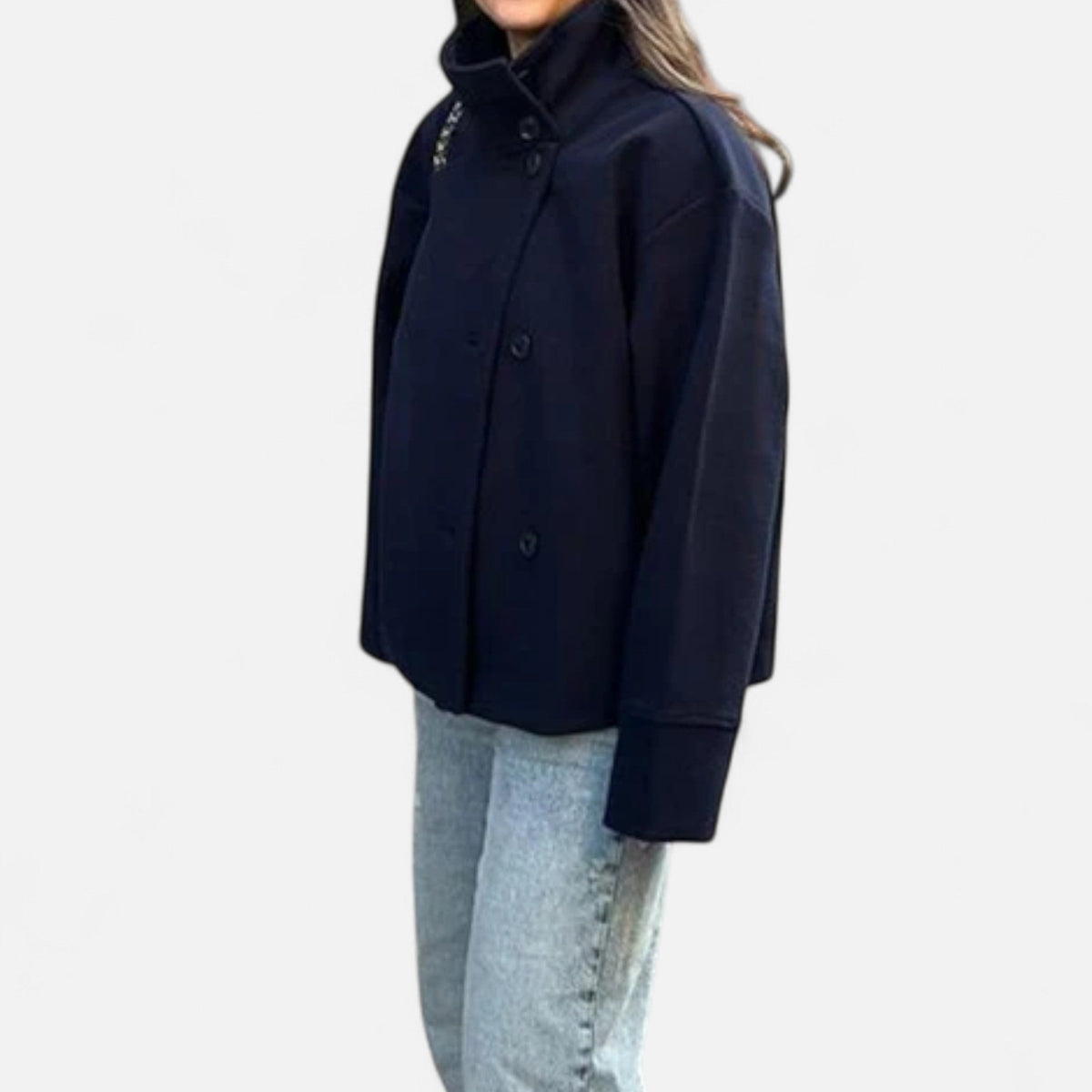 Elegant Women's Short Coat with High Collar — image 16
