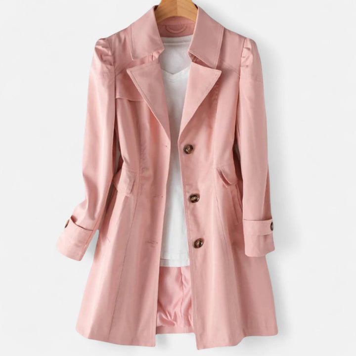 Timeless Elegant Classic Women's Belted Trench Coat — Pink