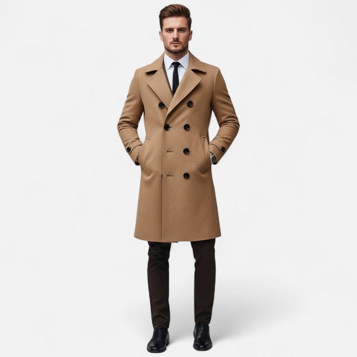 Manteau pour homme coupe longue à boutonnage croisé — vue du produit