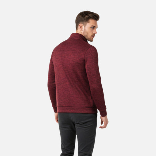Men's Zip-Up Knit Cardigan Timeless Elegance — Red