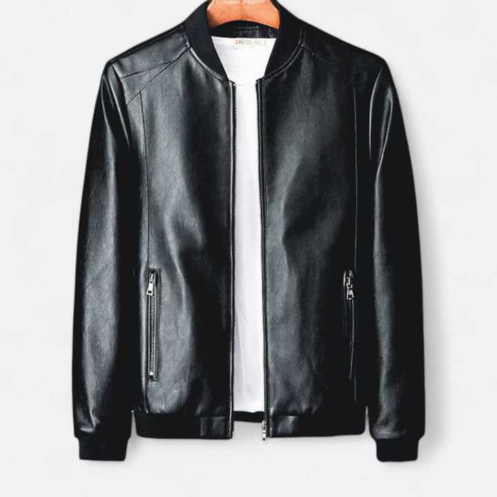 Veste pour homme à col côtelé et fermeture zippée — Noir