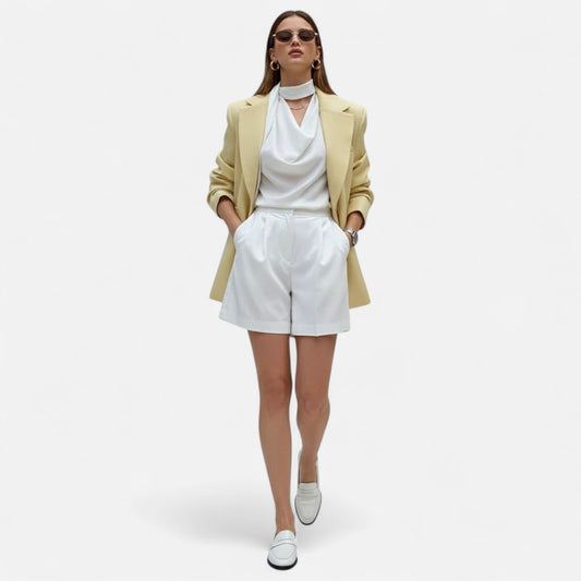 Oversized Women's Blazer with Belt Elegant Style — product view