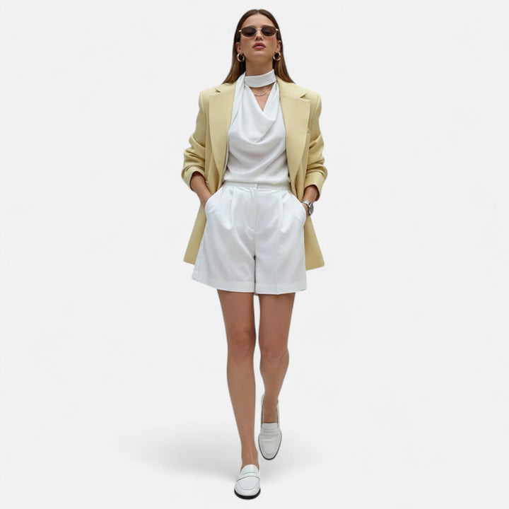 Oversized Women's Blazer with Belt Elegant Style — product view