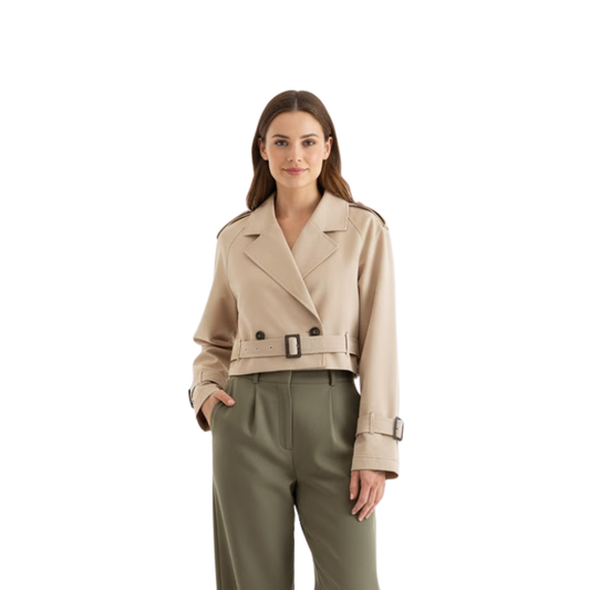 Women's Double-Breasted Vintage Style Court Trench Coat — product view